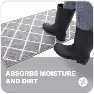 Indoor Door Mat, Non-Slip Absorbent Resist Dirt Entrance Rug, 20" x 32", Grey
